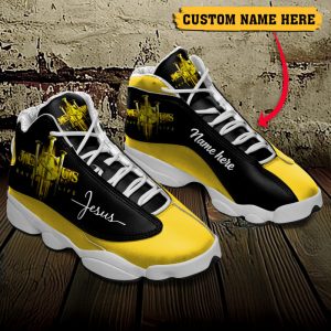 Jesus Saved My Life Custom Name Air Jordan 13 Shoes Yellow