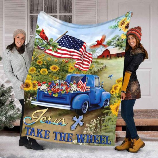 Jesus Take The Wheel Blanket - Christmas Gift For Birthday Anniversary Gift Sherpa Blanket Fleece Blanket