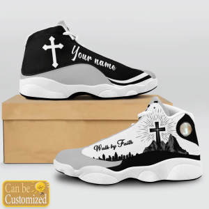 Jesus Walk By Faith Black Mountain Custom Name Air Jordan 13 Shoes 2