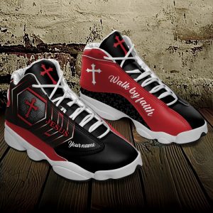 Jesus Walk By Faith Cool Black Custom Name Air Jordan 13 Shoes 1