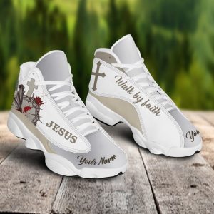Jesus Walk By Faith Custom Name Air Jordan 13 Shoes 1