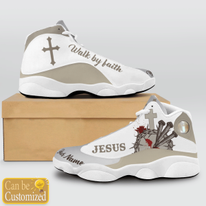 Jesus Walk By Faith Custom Name Air Jordan 13 Shoes 2