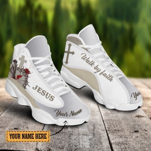 Jesus Walk By Faith Custom Name Air Jordan 13 Shoes