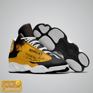 Jesus Walk By Faith Custom Name Air Jordan 13 Shoes Yellow 3