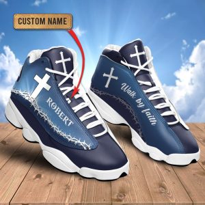 Jesus Walk By Faith Hemstitch Custom Name Air Jordan 13 Shoes