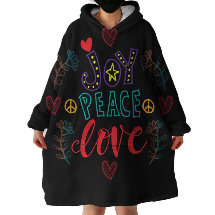 Joy Peace & Love Hoodie Wearable Blanket WB1377