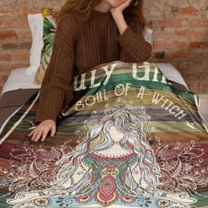 July Girl The Soul Of A Witch Blanket Hippie Girl Blanket Family Gifts Cozy Plush Fleece Premium Mink Sherpa Halloween Gift 1