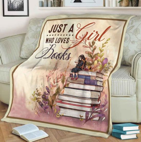 Just A Girl Who Loves Book Blanket Anniversary Gift Birthday Gift Sherpa Blanket Fleece Blanket 2