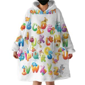 Kid Alphabet Hoodie Wearable Blanket WB2016