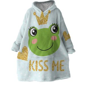 Kiss Me Frog Hoodie Wearable Blanket WB0885 1