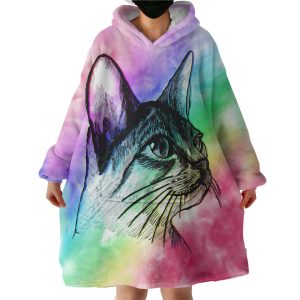 Kitty Sketch Hoodie Wearable Blanket WB1685