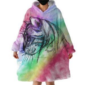 Kitty Sketch Hoodie Wearable Blanket WB1686