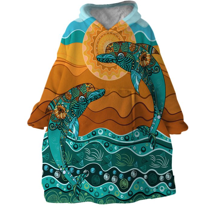 Leaping Dolphins Hoodie Wearable Blanket WB0082 1