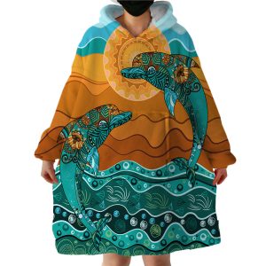 Leaping Dolphins Hoodie Wearable Blanket WB0082