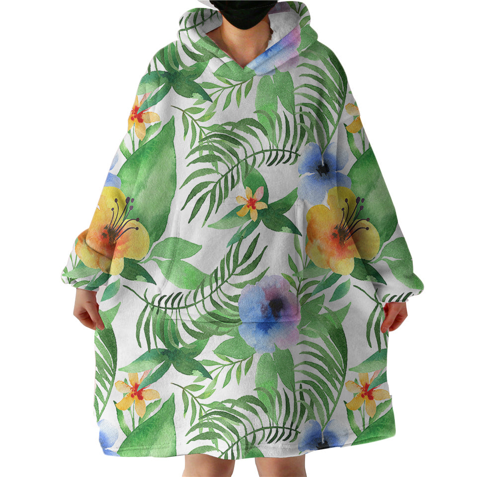 Leaves-and-Flowers-Hoodie-Wearable-Blanket-WB0783 Leaves and Flowers Hoodie Wearable Blanket WB0783