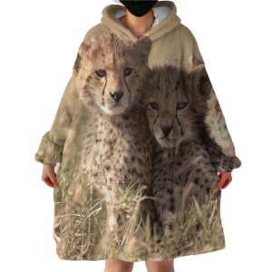 Leopard Cubs Hoodie Wearable Blanket WB1212