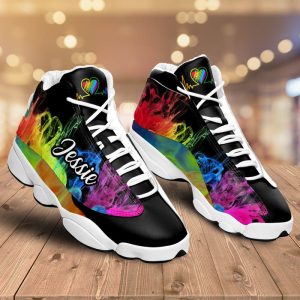 Lgbt Colorful Smoke Heart Beat Custom Name Air Jordan 13 Shoes 1