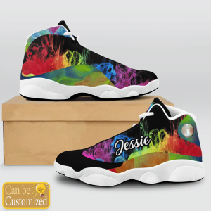Lgbt Colorful Smoke Heart Beat Custom Name Air Jordan 13 Shoes 2