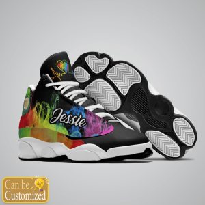Lgbt Colorful Smoke Heart Beat Custom Name Air Jordan 13 Shoes 3