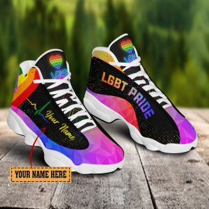 Lgbt Pride Heart Beat Custom Name Air Jordan 13 Shoes