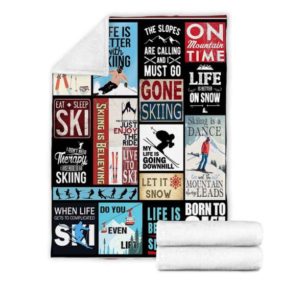 Life Is Better With Skiing Blanket Sherpa Blanket Fleece Blanket Birthday Gift Christmas Gift 2