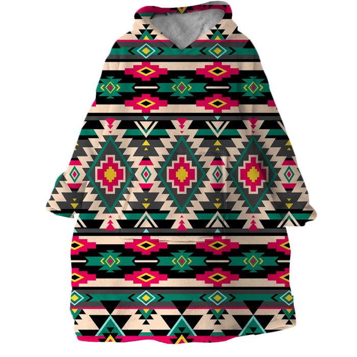 Line Decoration Geometry Hoodie Wearable Blanket WB1596 1