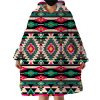 Line Decoration Geometry Hoodie Wearable Blanket WB1596