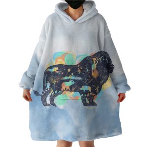 Lion - Watercolor Pastel Animal Theme Hoodie Wearable Blanket WB0539