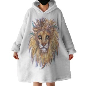 Lion Waxen Color Draw Hoodie Wearable Blanket WB0256