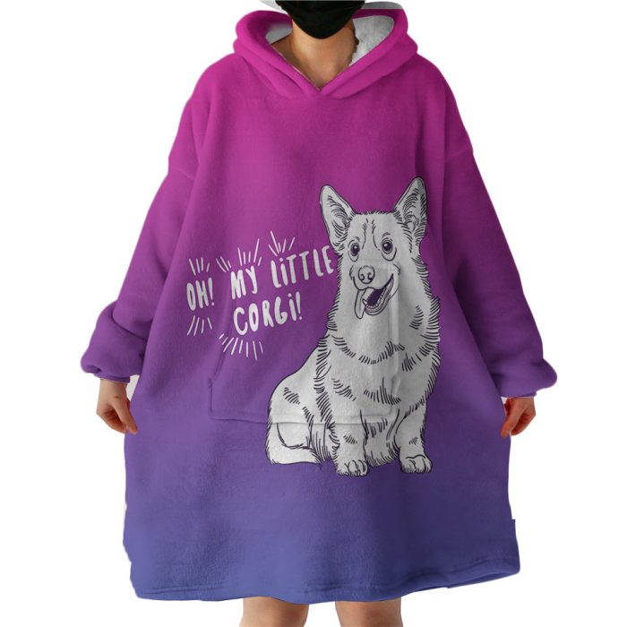 Little Corgi Purple Theme Hoodie Wearable Blanket WB0194