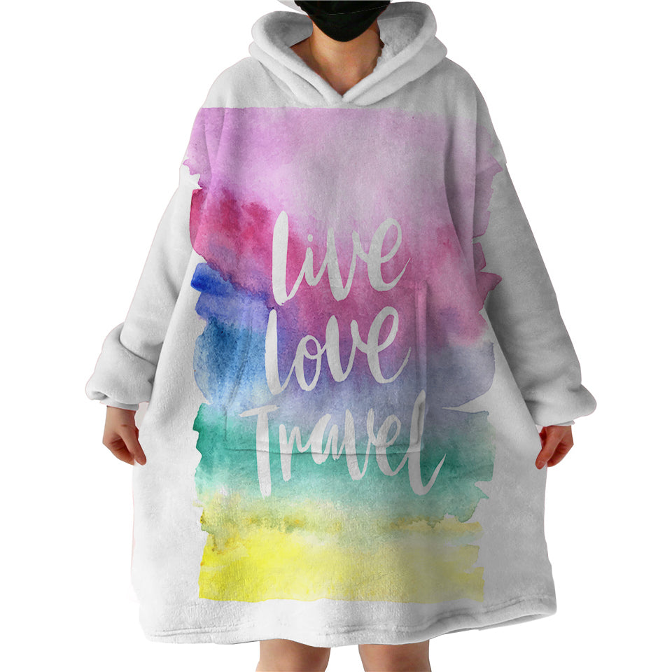 Live Love Travel Hoodie Wearable Blanket WB0913