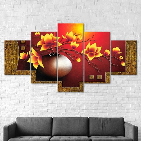 Living Room Flower Vase Painting 5 Piece Five Panel Wall Canvas Print Modern Art Poster Wall Art Decor 2