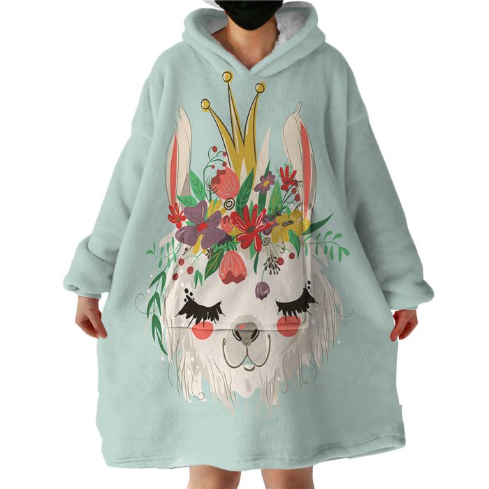 Llama Queen Hoodie Wearable Blanket WB1832