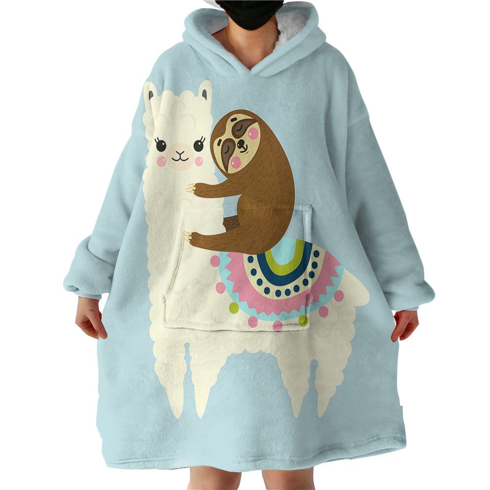 Llama Sloth Hoodie Wearable Blanket WB1775