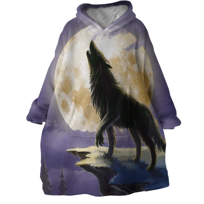 Lone Wolf Hoodie Wearable Blanket WB1441 1
