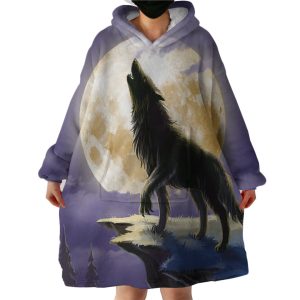 Lone Wolf Hoodie Wearable Blanket WB1441