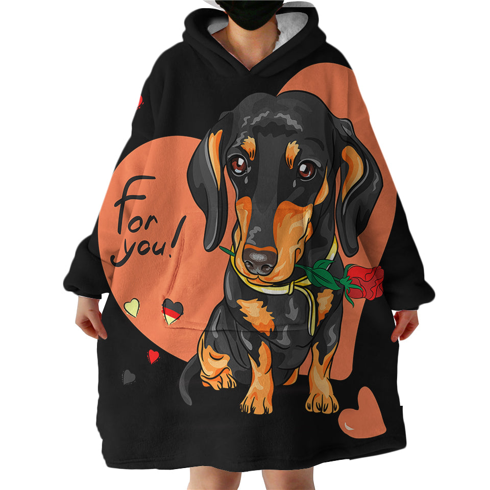 Love-Dachshund-Hoodie-Wearable-Blanket-WB1822-1 Love Dachshund Hoodie Wearable Blanket WB1822 1