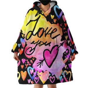 Love You Hoodie Wearable Blanket WB1693