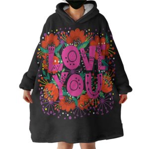 Love You Typographic Hoodie Wearable Blanket WB0568