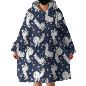 Lovely Alapaca Navy Theme Hoodie Wearable Blanket WB0641