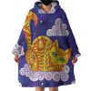 Lying Yellow Aztec Cat Hoodie Wearable Blanket WB0988
