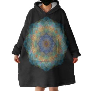 Magic Colorful Lotus Mandala Hoodie Wearable Blanket WB0361