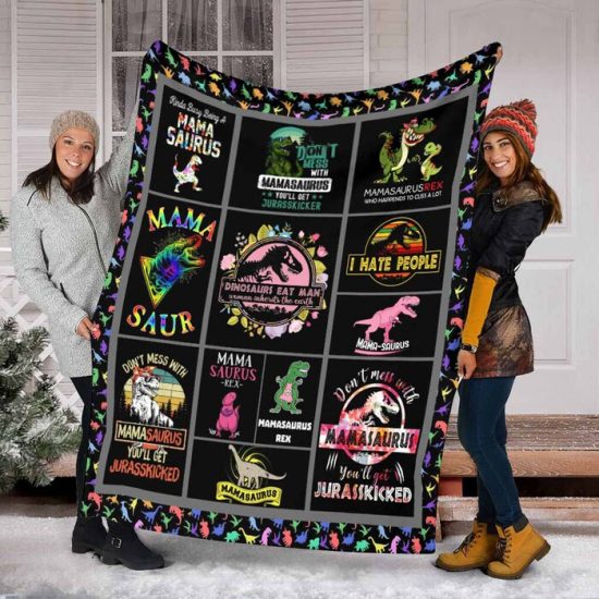 Mama Saurus Dinosaur Blanket Sherpa Blanket Fleece Blanket Birthday Gift 2