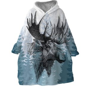 Moose Hoodie Wearable Blanket WB0112 1