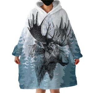 Moose Hoodie Wearable Blanket WB0112