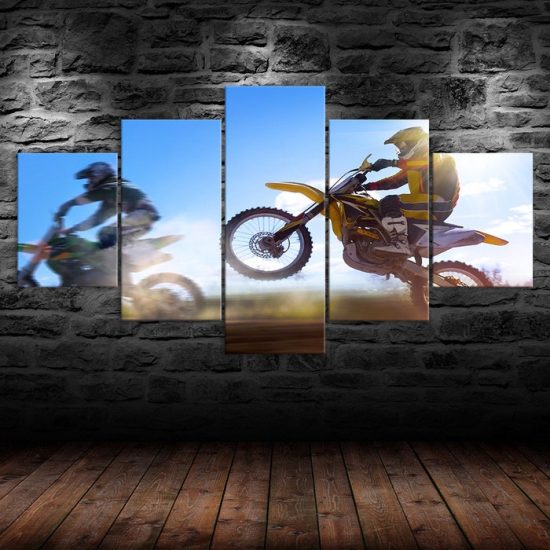 Motocross Racing Photography Canvas 5 Piece Five Panel Print Modern Wall Art Poster Wall Art Decor 1