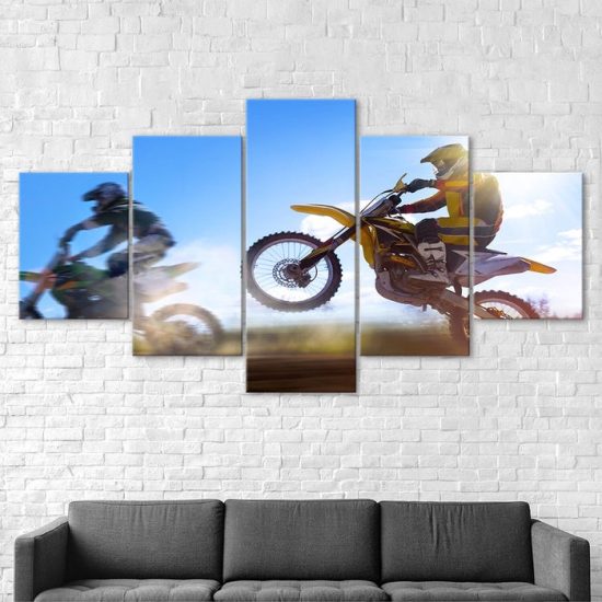 Motocross Racing Photography Canvas 5 Piece Five Panel Print Modern Wall Art Poster Wall Art Decor 2
