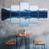 Mountains Lake Reflection Landscape Scene 5 Piece Five Panel Canvas Print Modern Poster Wall Art Decor