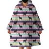 Multi Black Deer Colorful Stripes Hoodie Wearable Blanket WB0223
