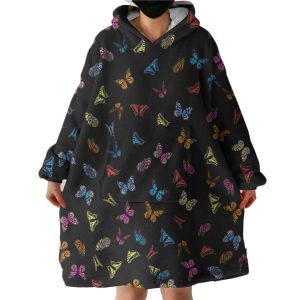 Multi Colorful Butterflies Back Theme Hoodie Wearable Blanket WB0244